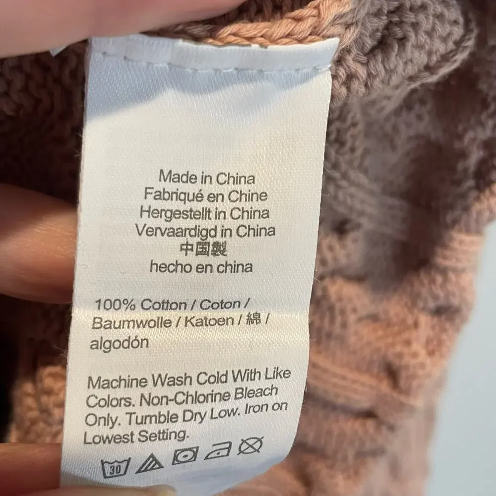 J. Crew Tan Relaxed Fit Cable Knit Sweater - size Small